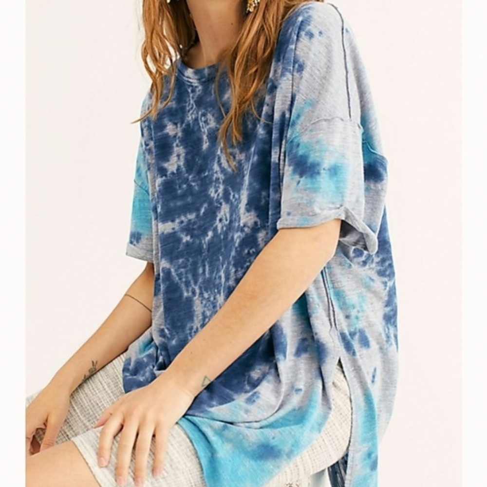 Free People Dawson Tee Grey/Blue Sz: M